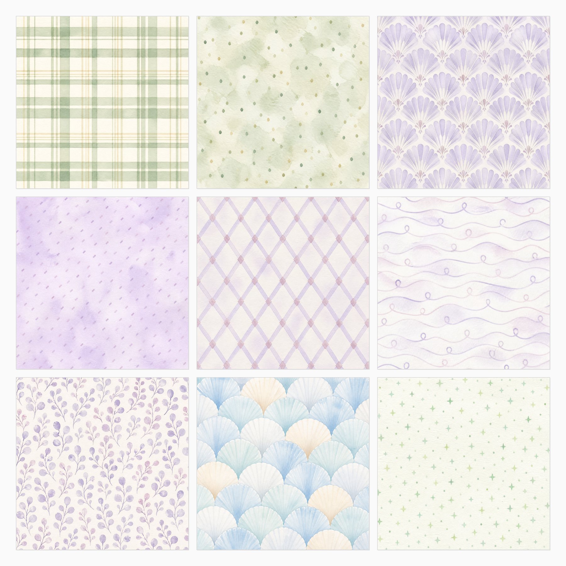 Watercolor Nursery Digital Paper Bundle preview 4