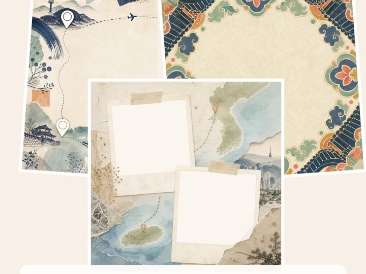 Free South Korea Travel Scrapbook Papers – 3 Printable Scrapbook Paper Samples