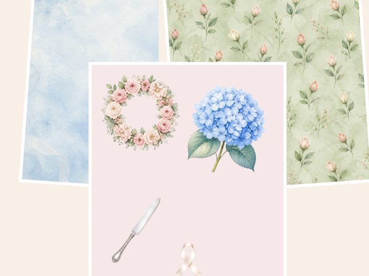 Free Elegant Wedding Floral Keepsake 30 – 3 Printable Scrapbook Paper Samples