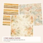 Free Autumn Harvest Ghosted Digital Paper Mega Bundle, 200 Fall Papers, 12x12 Letter A4 JPG, Scrapbook Backgrounds – 3 Printable Scrapbook Paper Samples preview