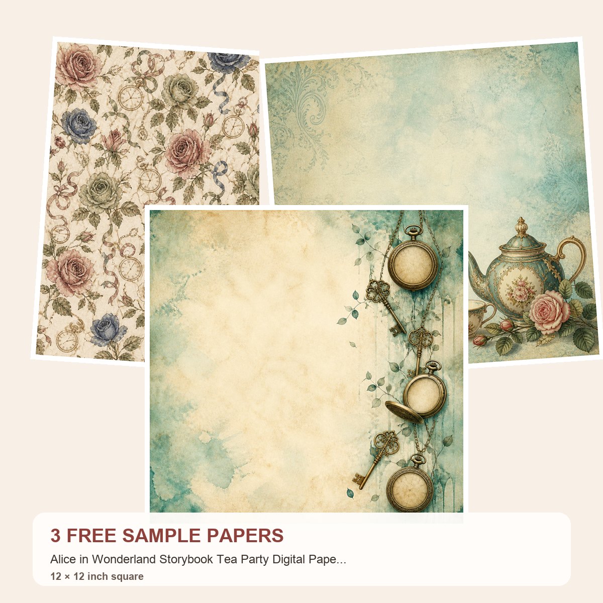Free Alice in Wonderland Papers – 3 Storybook Samples