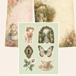 Free Alice Little Pig Wonderland Garden – 3 Printable Scrapbook Paper Samples preview