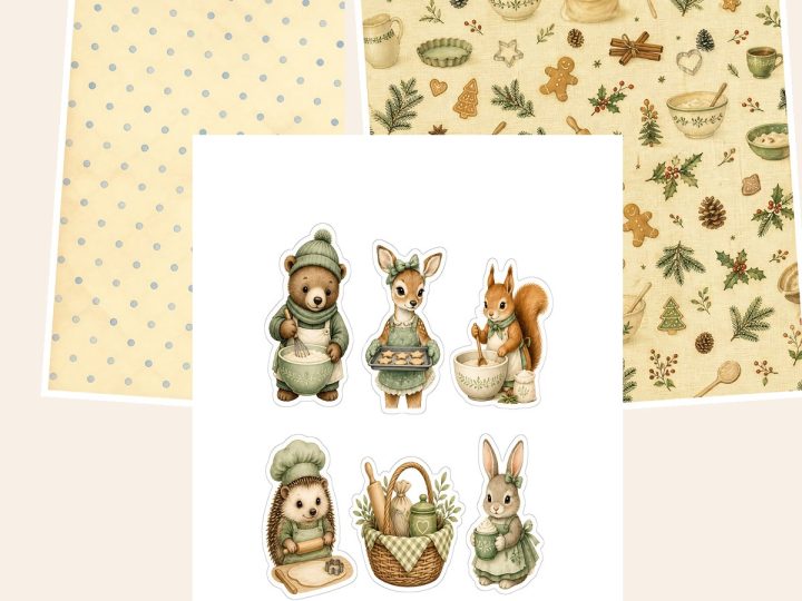 Free Cozy Christmas Baking – 3 Printable Scrapbook Paper Samples