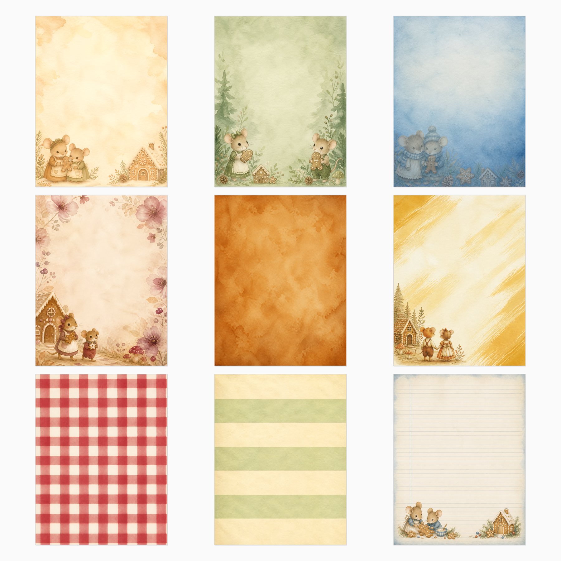 Hansel & Gretel Mouse Gingerbread Woodland Digital Papers preview 2