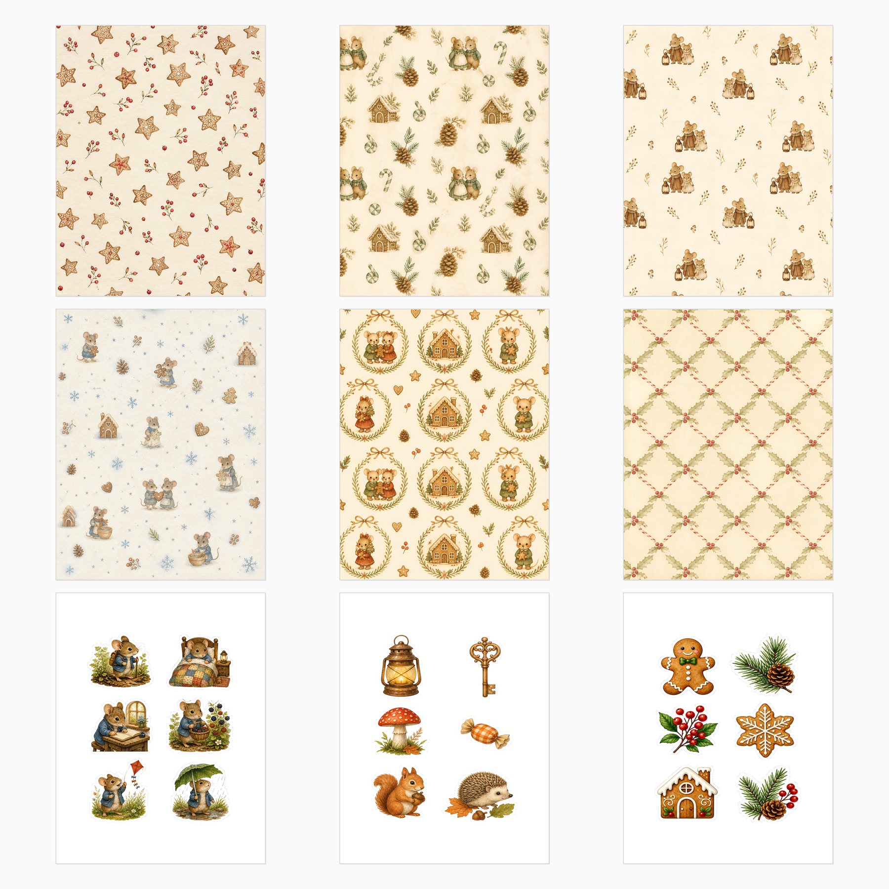 Hansel & Gretel Mouse Gingerbread Woodland Digital Papers preview 4