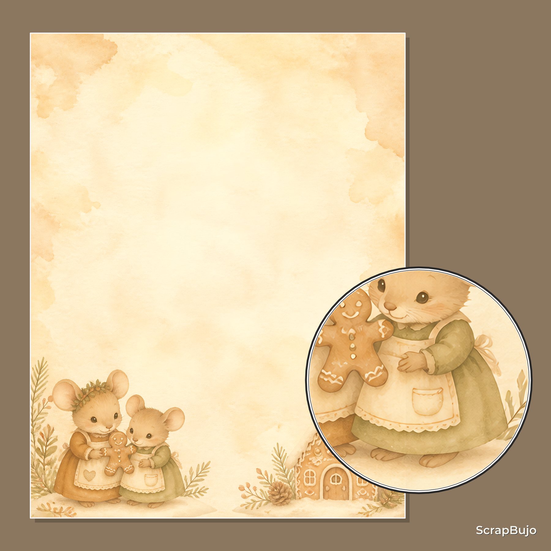 Hansel & Gretel Mouse Gingerbread Woodland Digital Papers preview 5