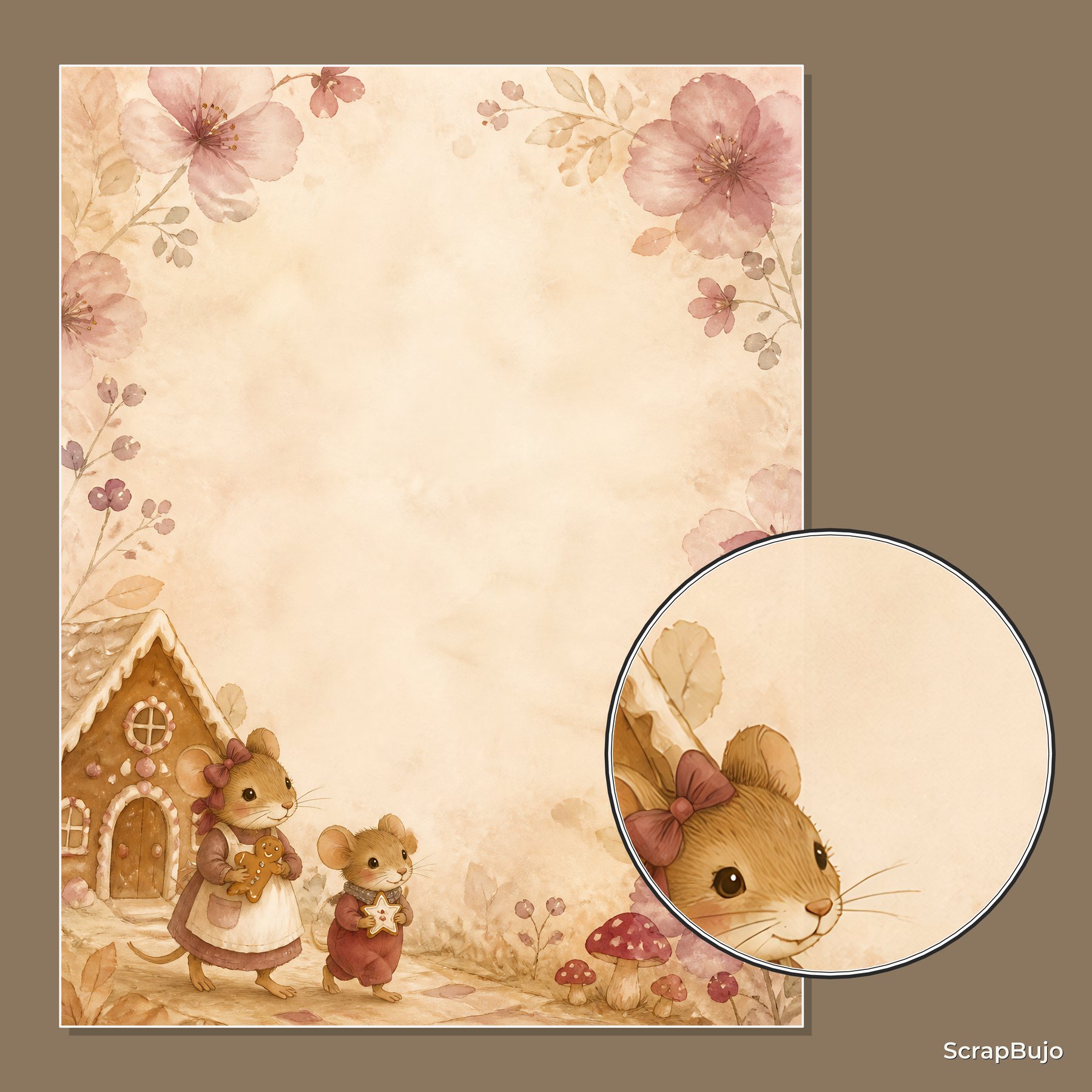 Hansel & Gretel Mouse Gingerbread Woodland Digital Papers preview 6