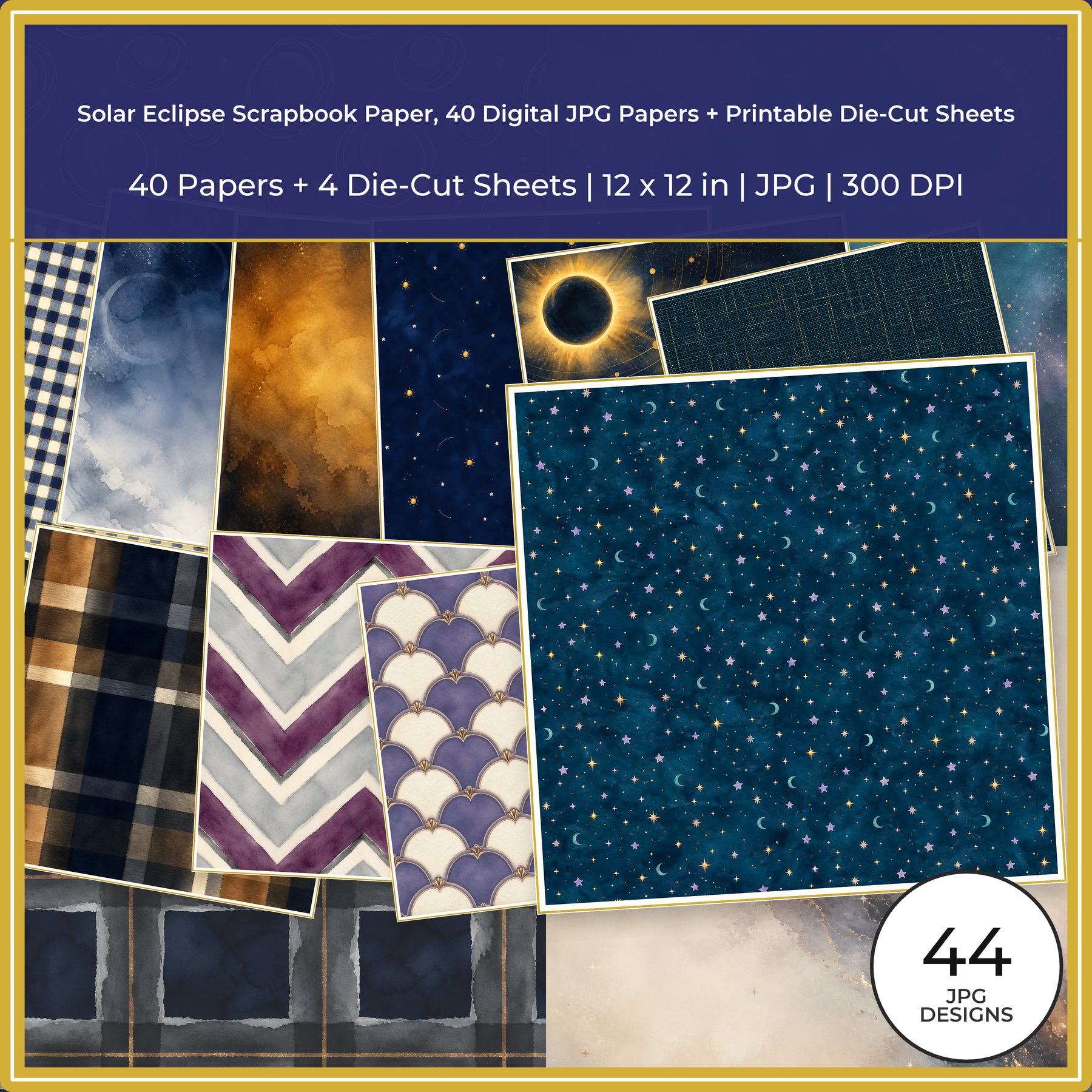 Solar Eclipse Scrapbook Paper Pack 40
