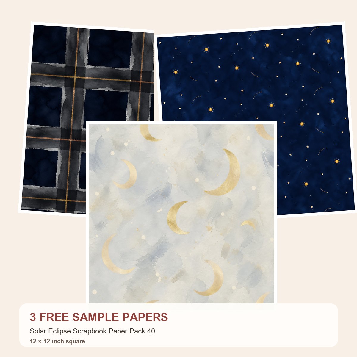 Free Solar Eclipse Scrapbook Paper Pack 40 – 3 Printable Scrapbook Paper Samples