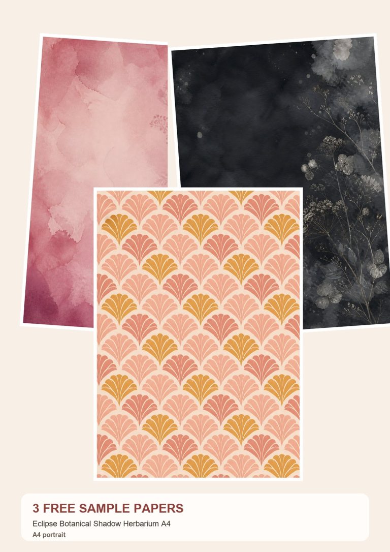 Free Eclipse Botanical Shadow Herbarium A4 – 3 Printable Scrapbook Paper Samples preview