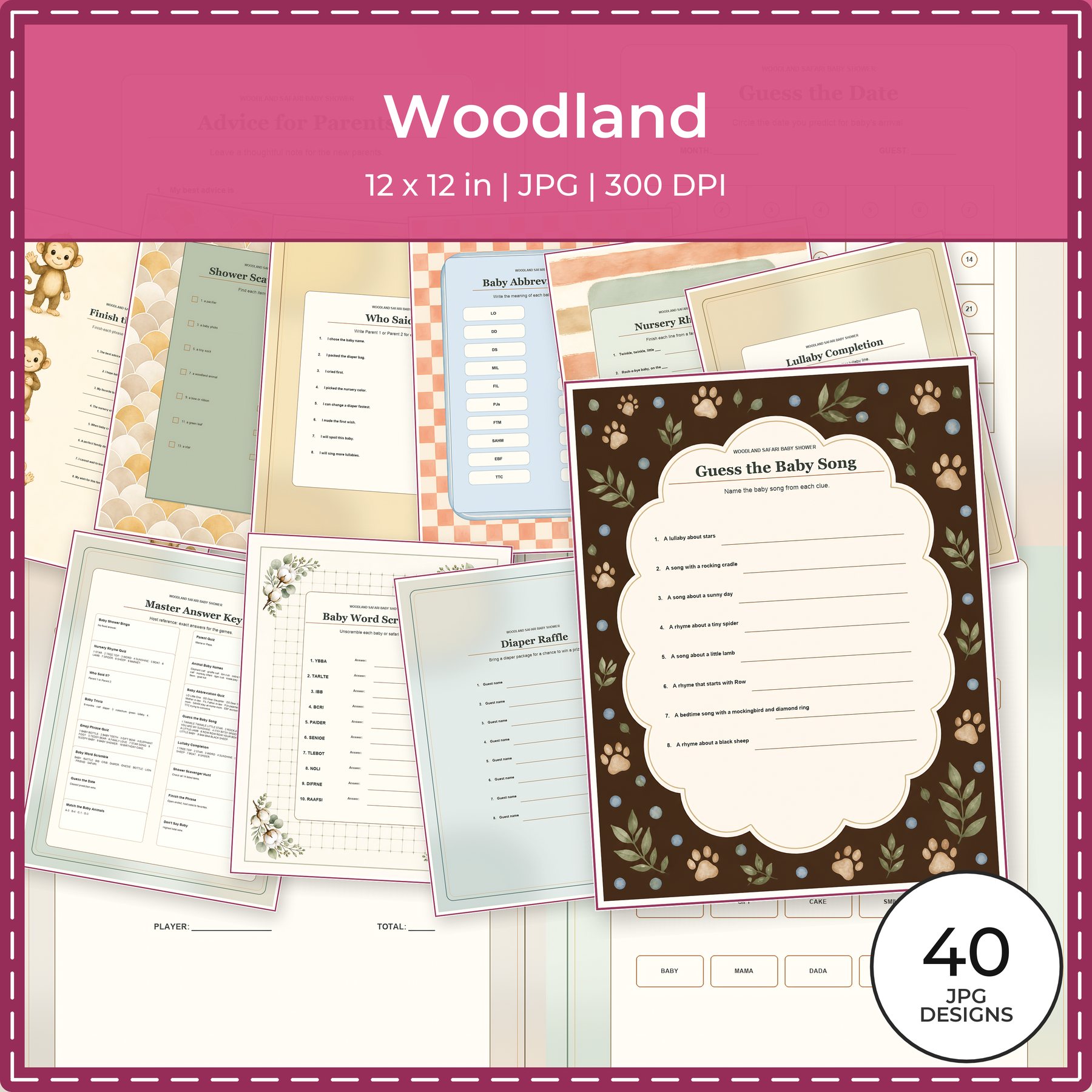 Woodland Safari Baby Shower Games