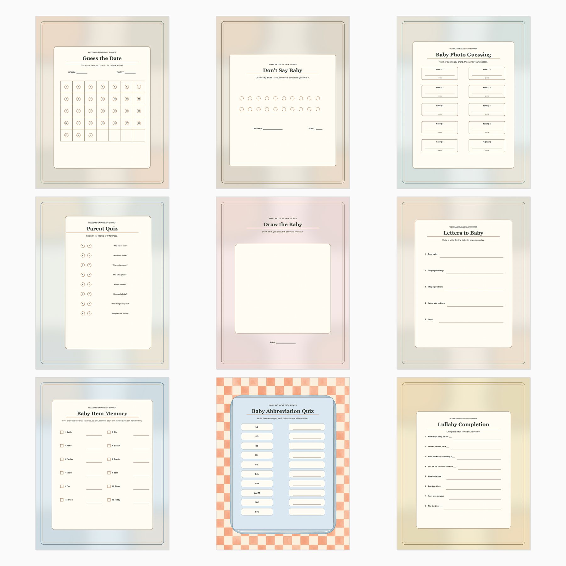 Woodland Safari Baby Shower Games preview 4