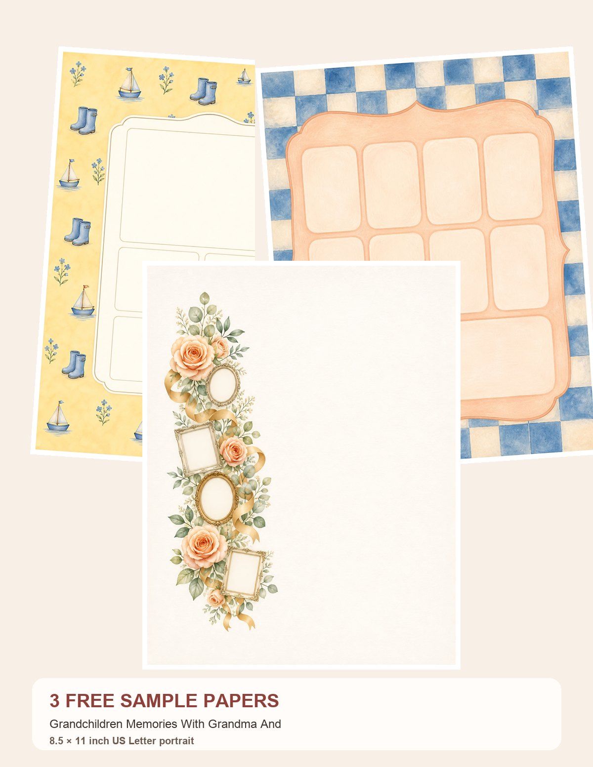 Free Grandchildren Memories With Grandma And – 3 Printable Scrapbook Paper Samples
