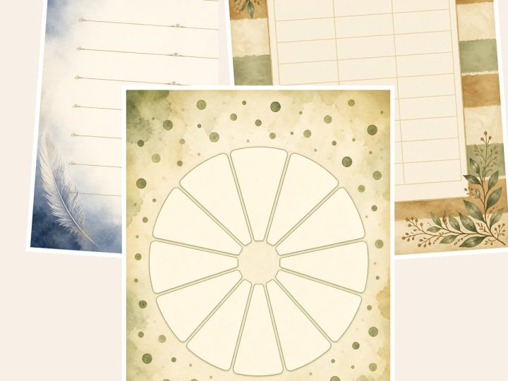 Free Antique Sage Reading Journal & Book Reviews – 3 Printable Scrapbook Paper Samples