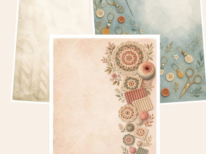 Free Cozy Crochet & Knitting Project Journal – 3 Printable Scrapbook Paper Samples