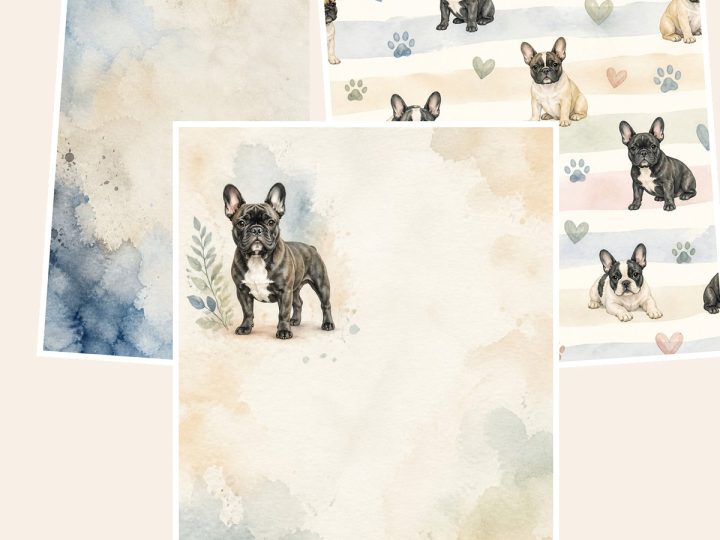 Free French Bulldog Digital Paper Pack 40 Us – 3 Printable Scrapbook Paper Samples