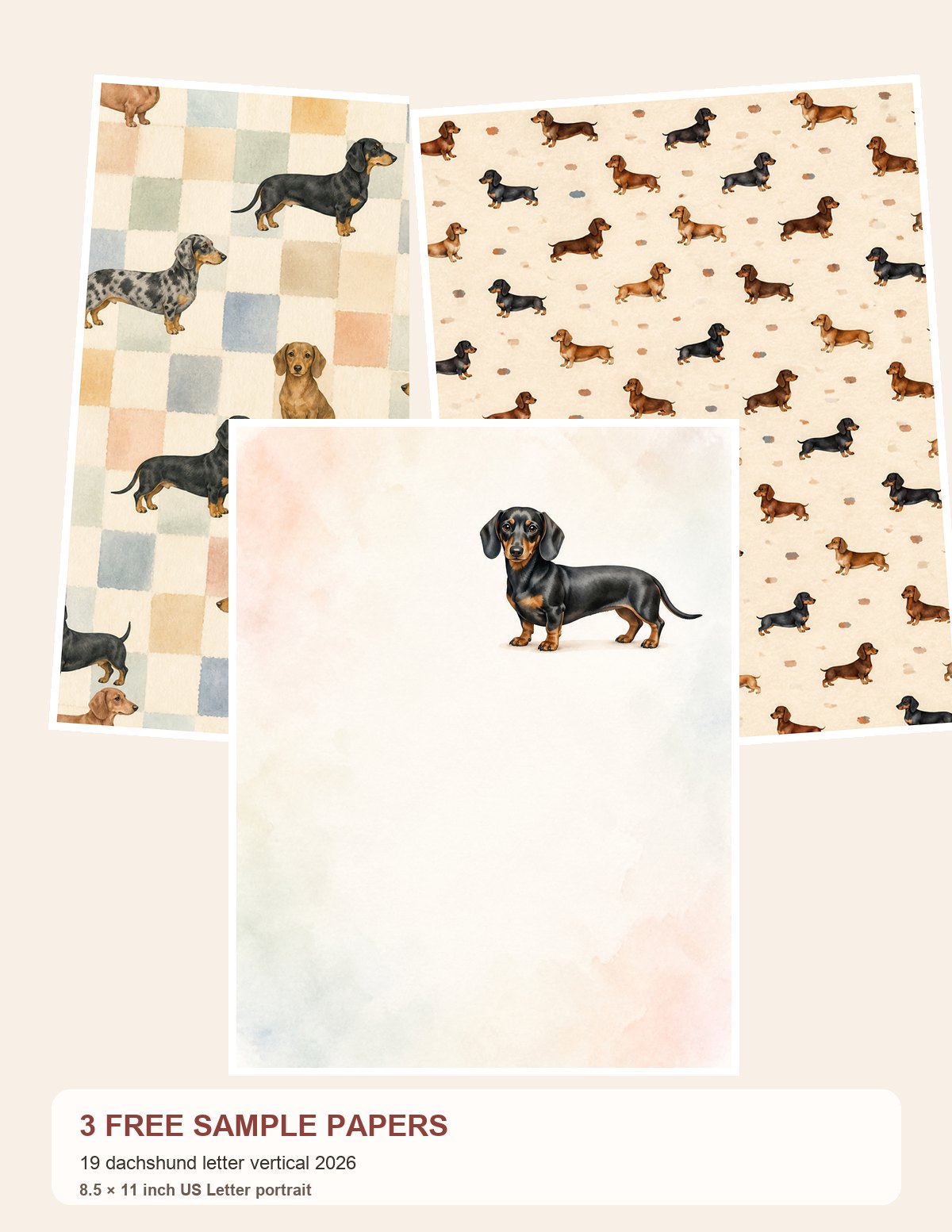 Free 19 dachshund letter vertical 2026 – 3 Printable Scrapbook Paper Samples