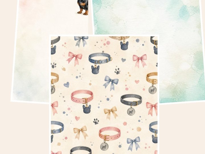 Free French Bulldog + Dachshund Digital Paper Pack – 80 US Letter JPGs – 3 Printable Scrapbook Paper Samples