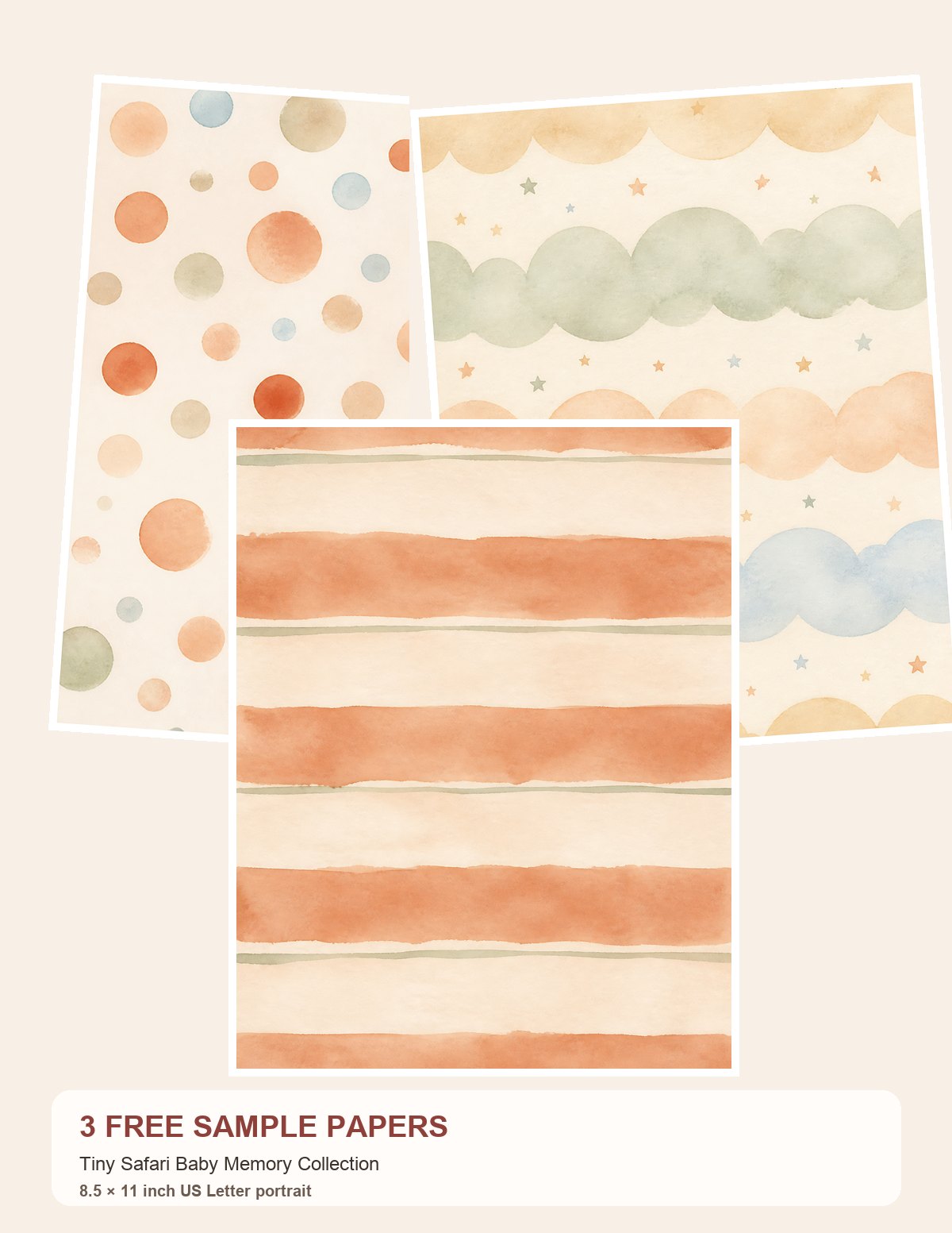 Free Tiny Safari Baby Memory Collection – 3 Printable Scrapbook Paper Samples