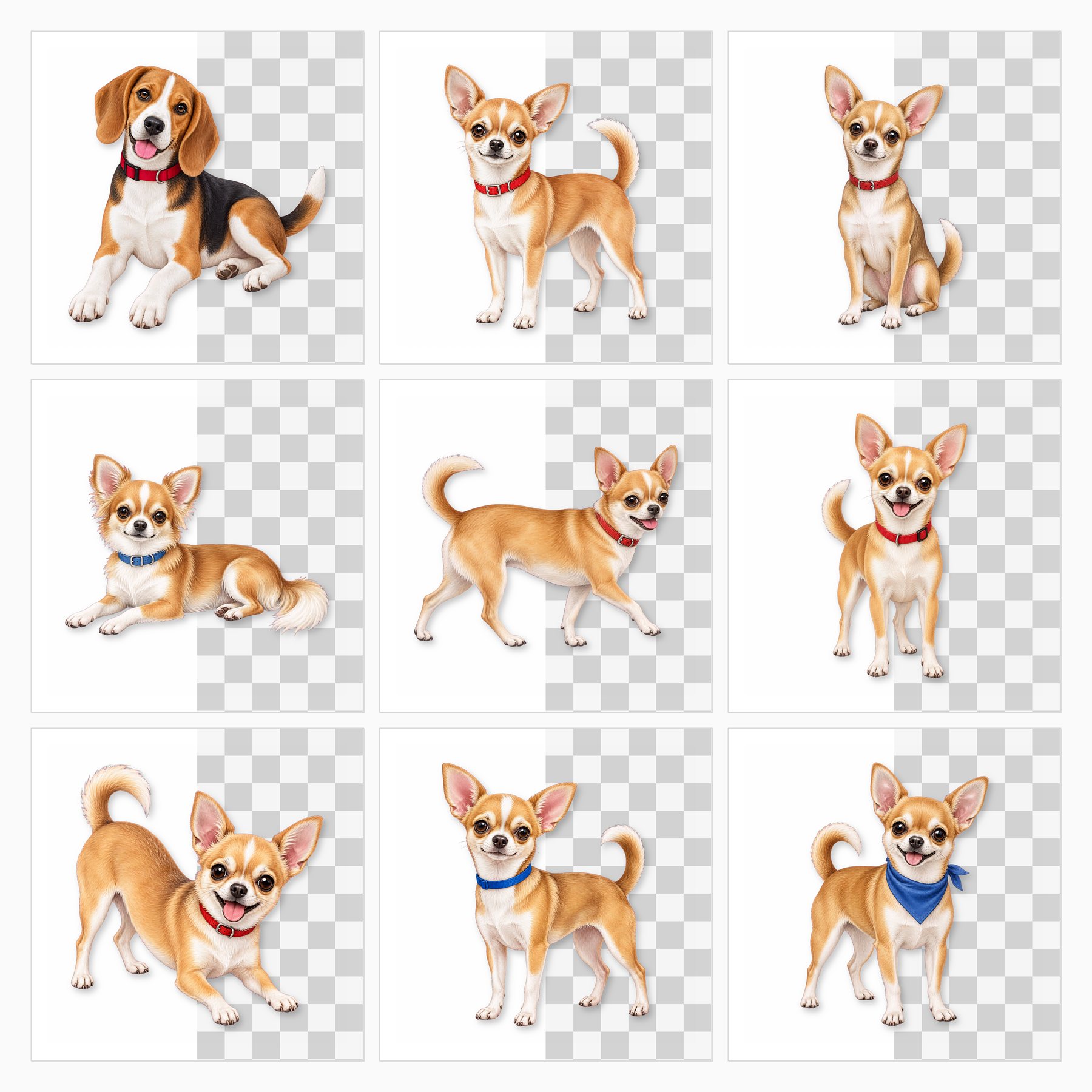 Top 10 Dog Breeds Clipart PNG Bundle – 100 Transparent Watercolor Dogs preview 3