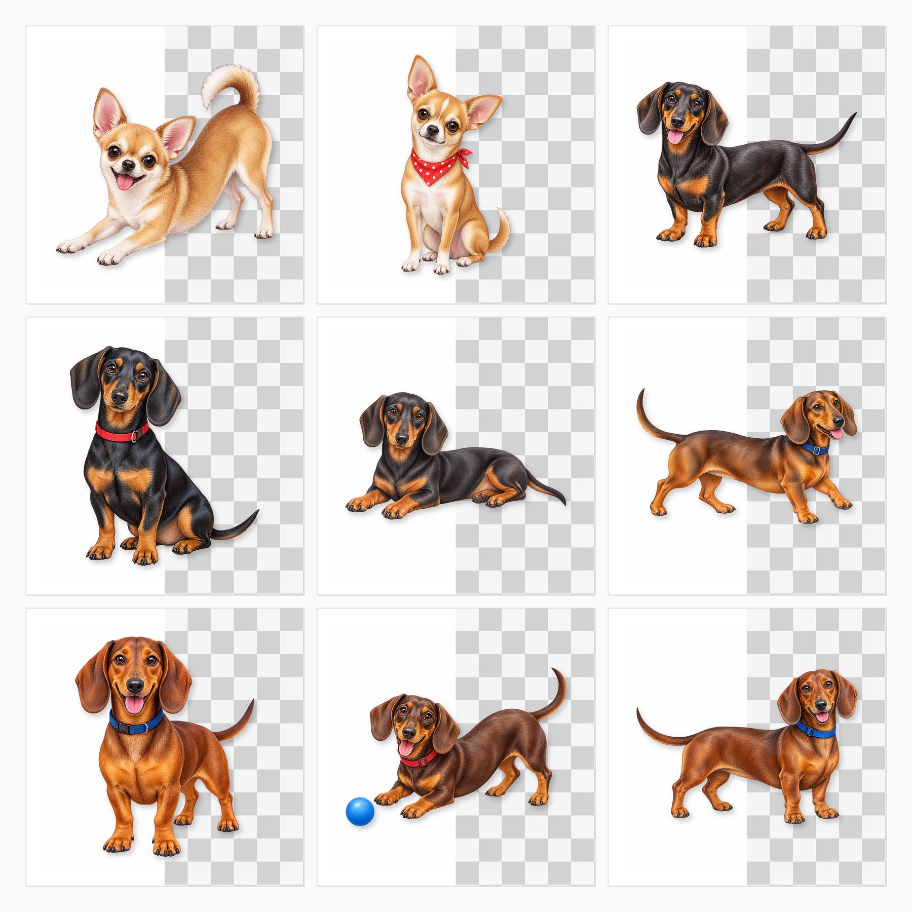 Top 10 Dog Breeds Clipart PNG Bundle – 100 Transparent Watercolor Dogs preview 4