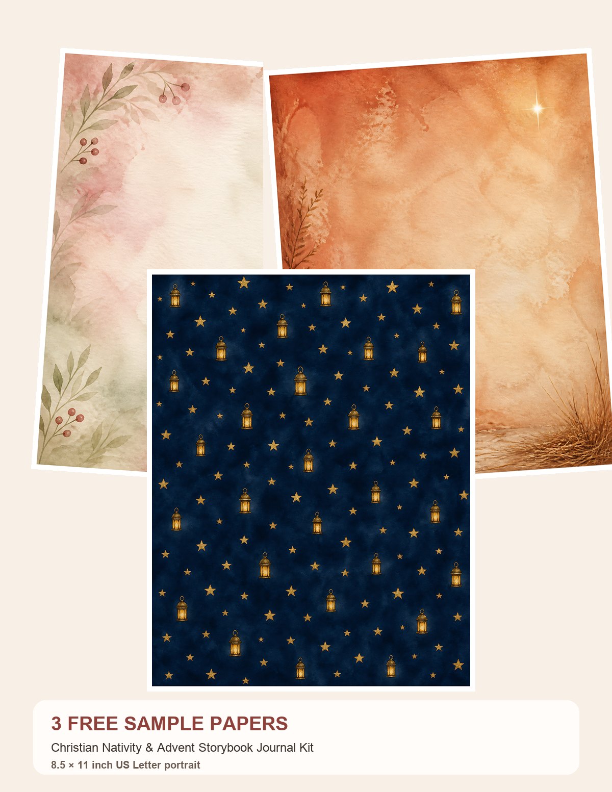 Free Christian Nativity & Advent Storybook Journal Kit – 3 Printable Scrapbook Paper Samples