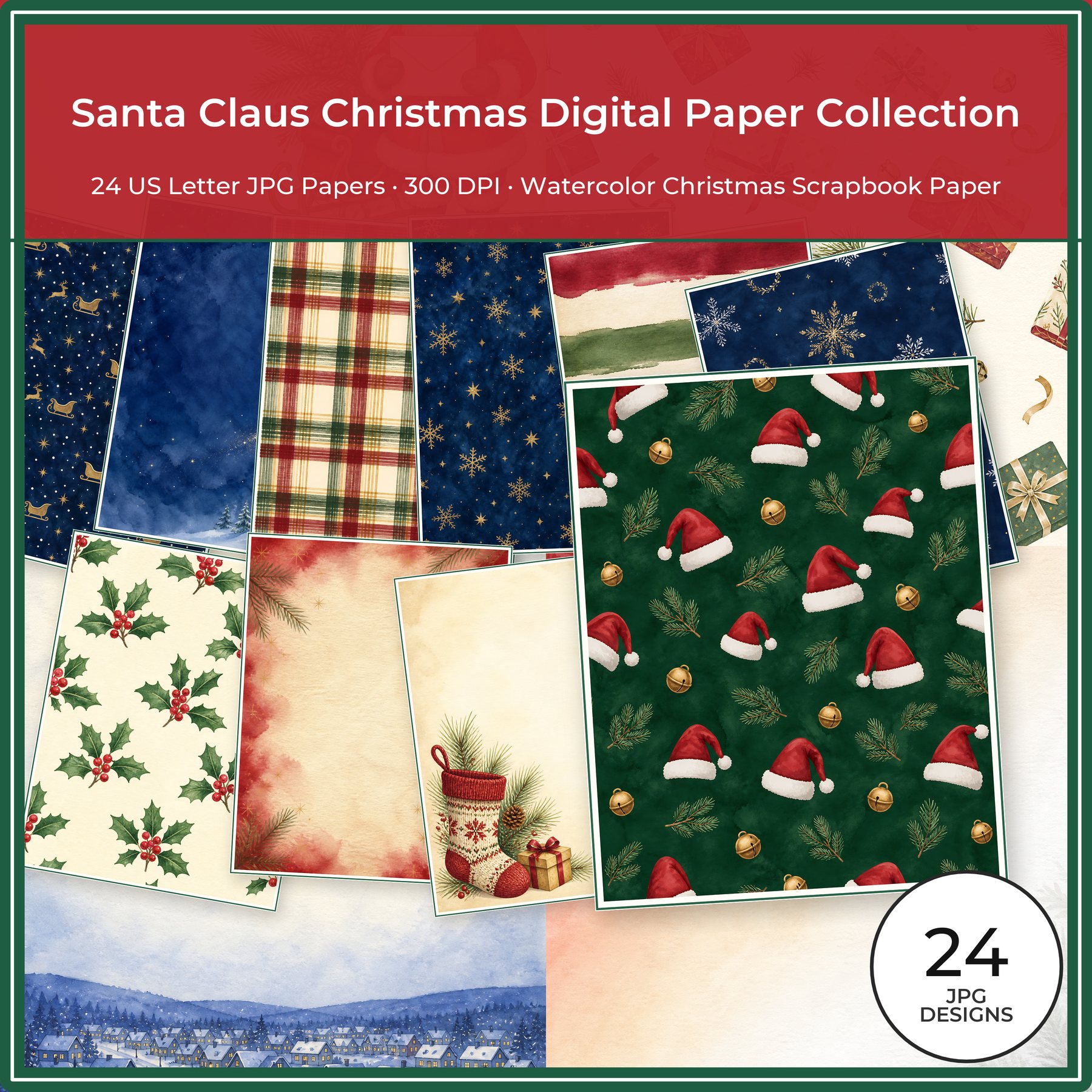 Santa Claus Christmas Digital Paper Collection