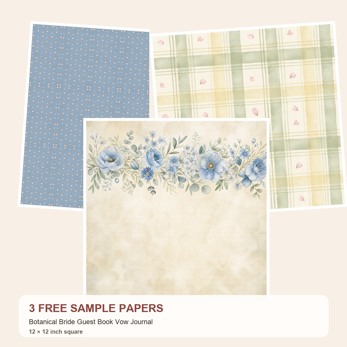 Free Botanical Bride Guest Book Vow Journal – 3 Printable Scrapbook Paper Samples