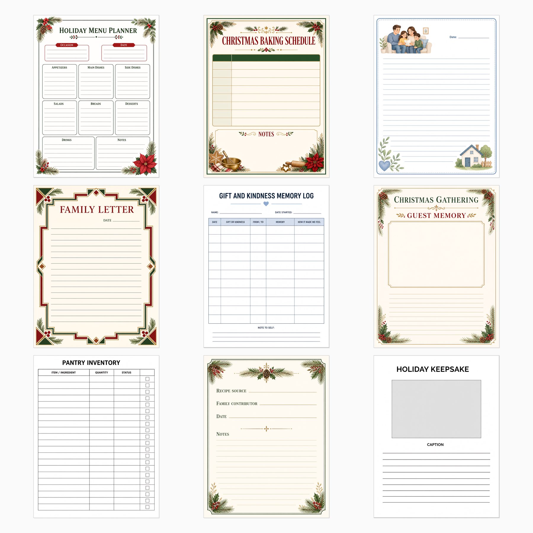 Christmas Family Recipe Journal — 12 Papers + 20 Printable Pages preview 4