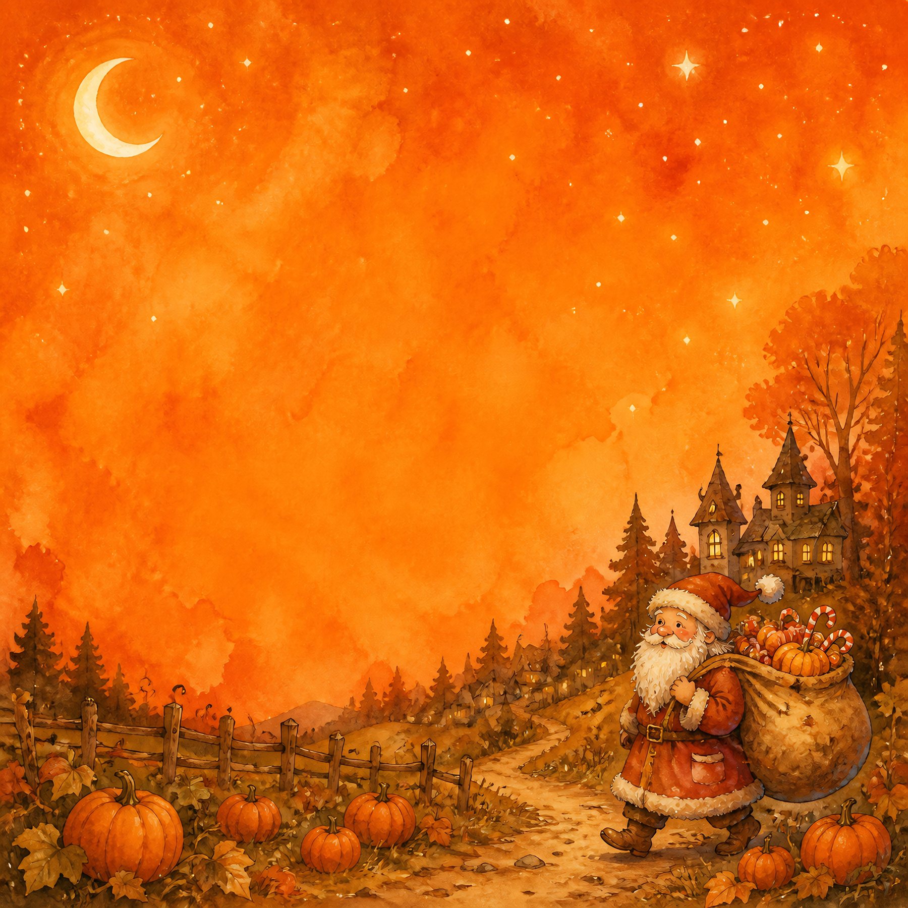 Spooky Santa Halloween Digital Paper preview 5