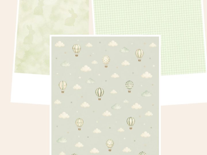 Free Baby Green Nursery US Letter Collection – 3 Printable Scrapbook Paper Samples