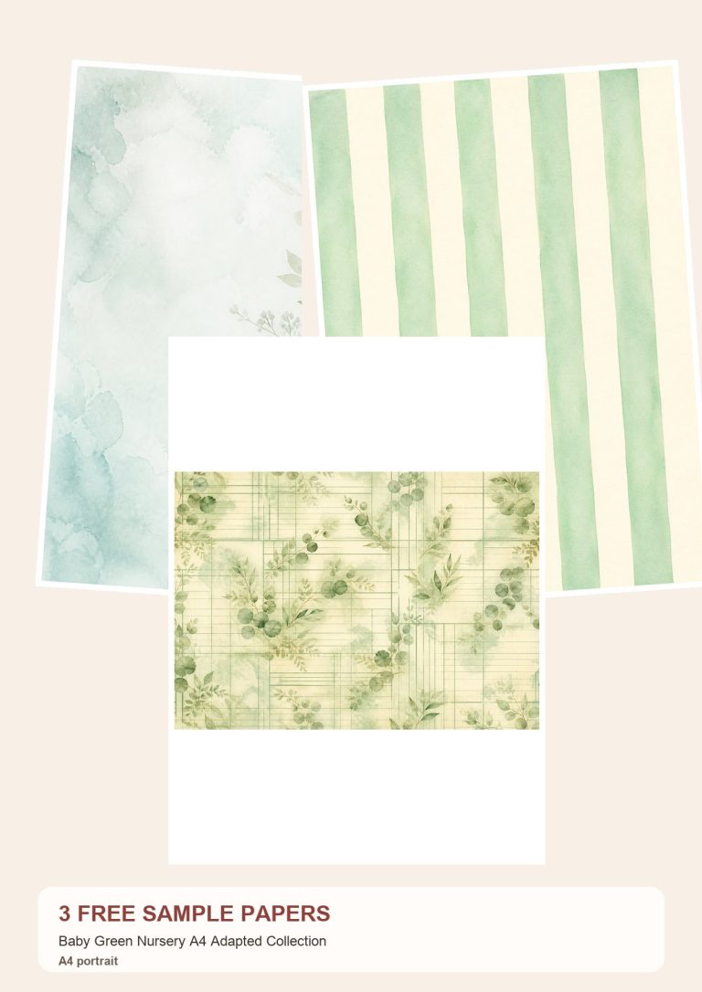 Free Baby Green Nursery A4 Adapted Collection – 3 Printable Scrapbook Paper Samples preview