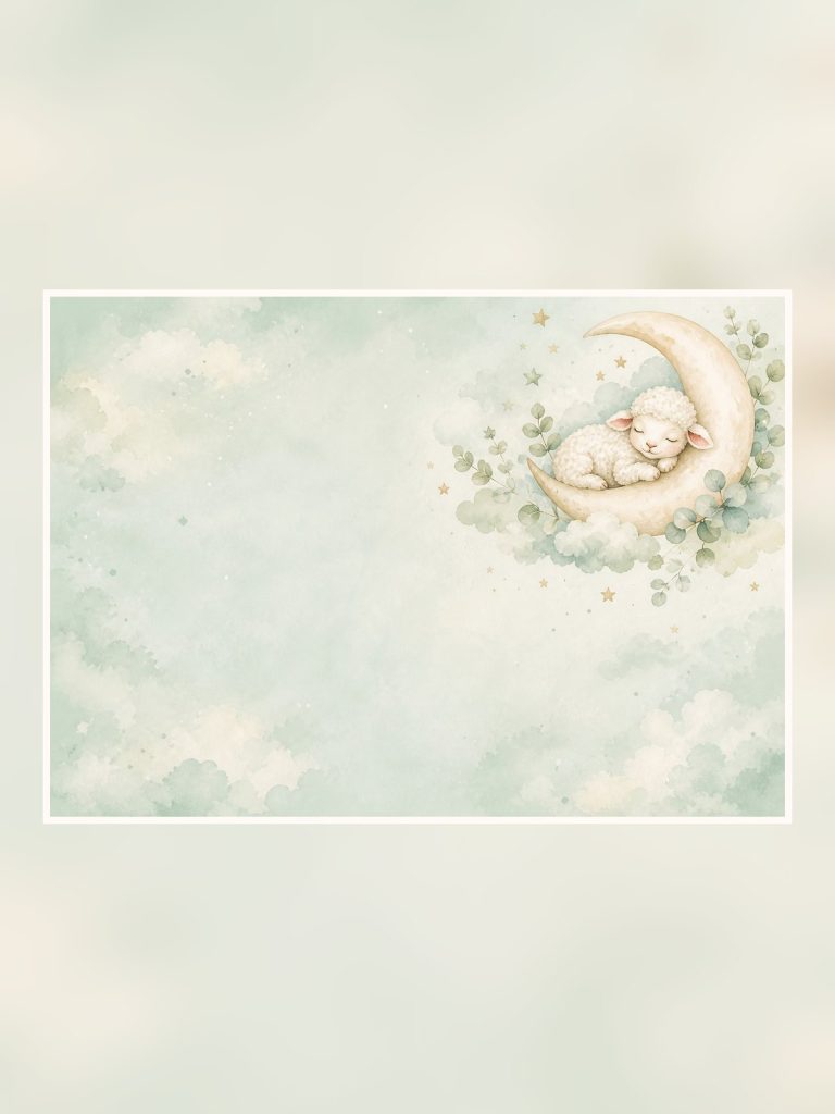Baby Green Nursery A4 Adapted Collection poster portrait