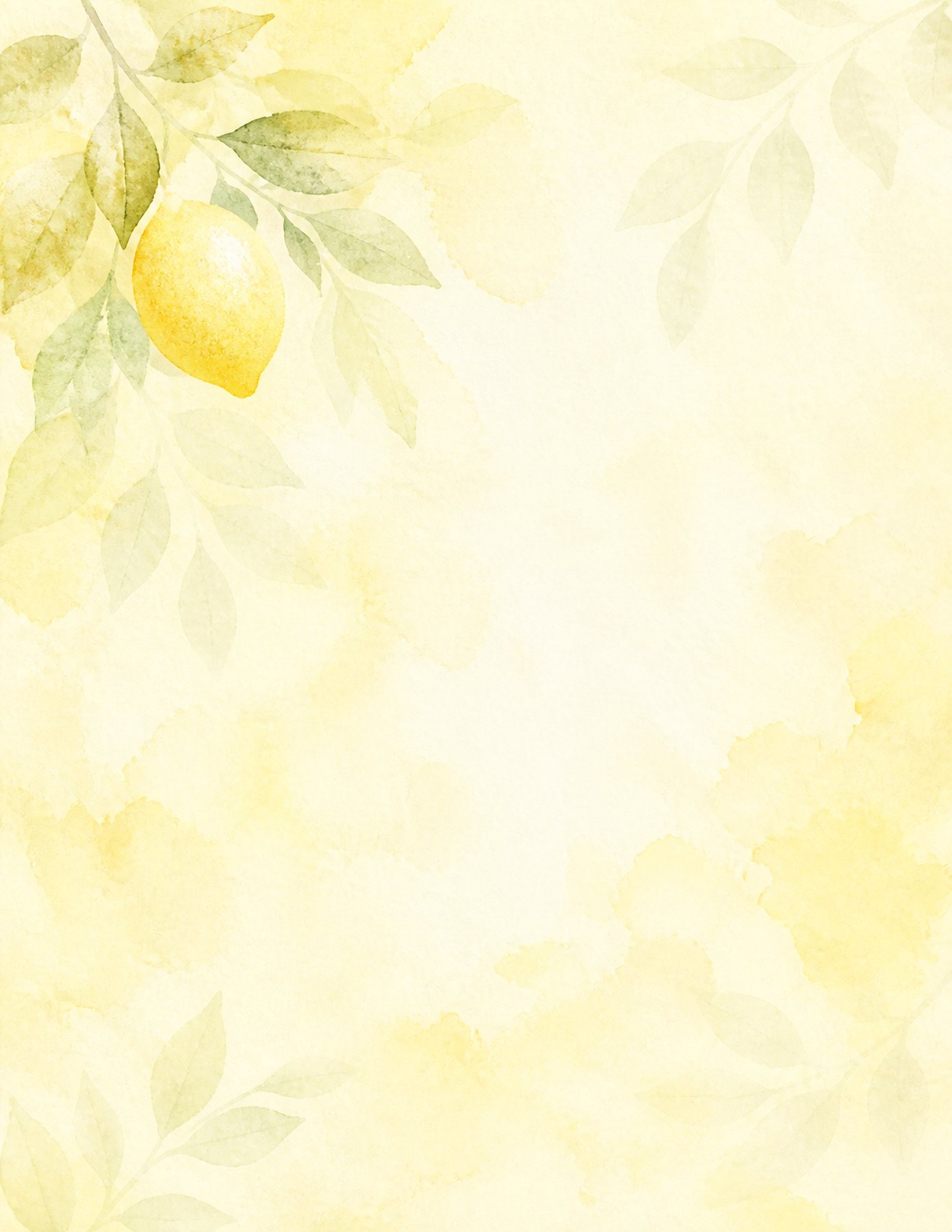 Watercolor Lemon US Letter Collection