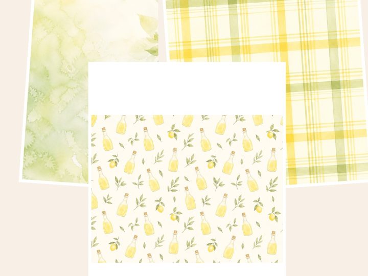 Free Watercolor Lemon US Letter Collection – 3 Printable Scrapbook Paper Samples