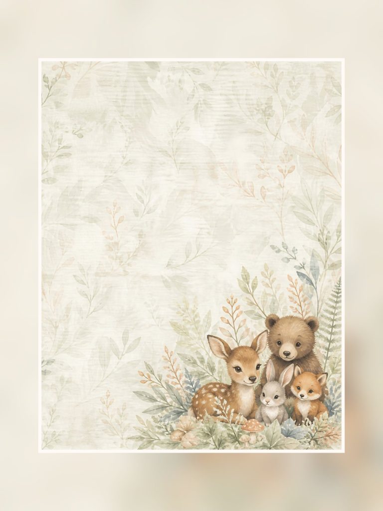 Woodland Baby Animals US Letter Collection poster portrait