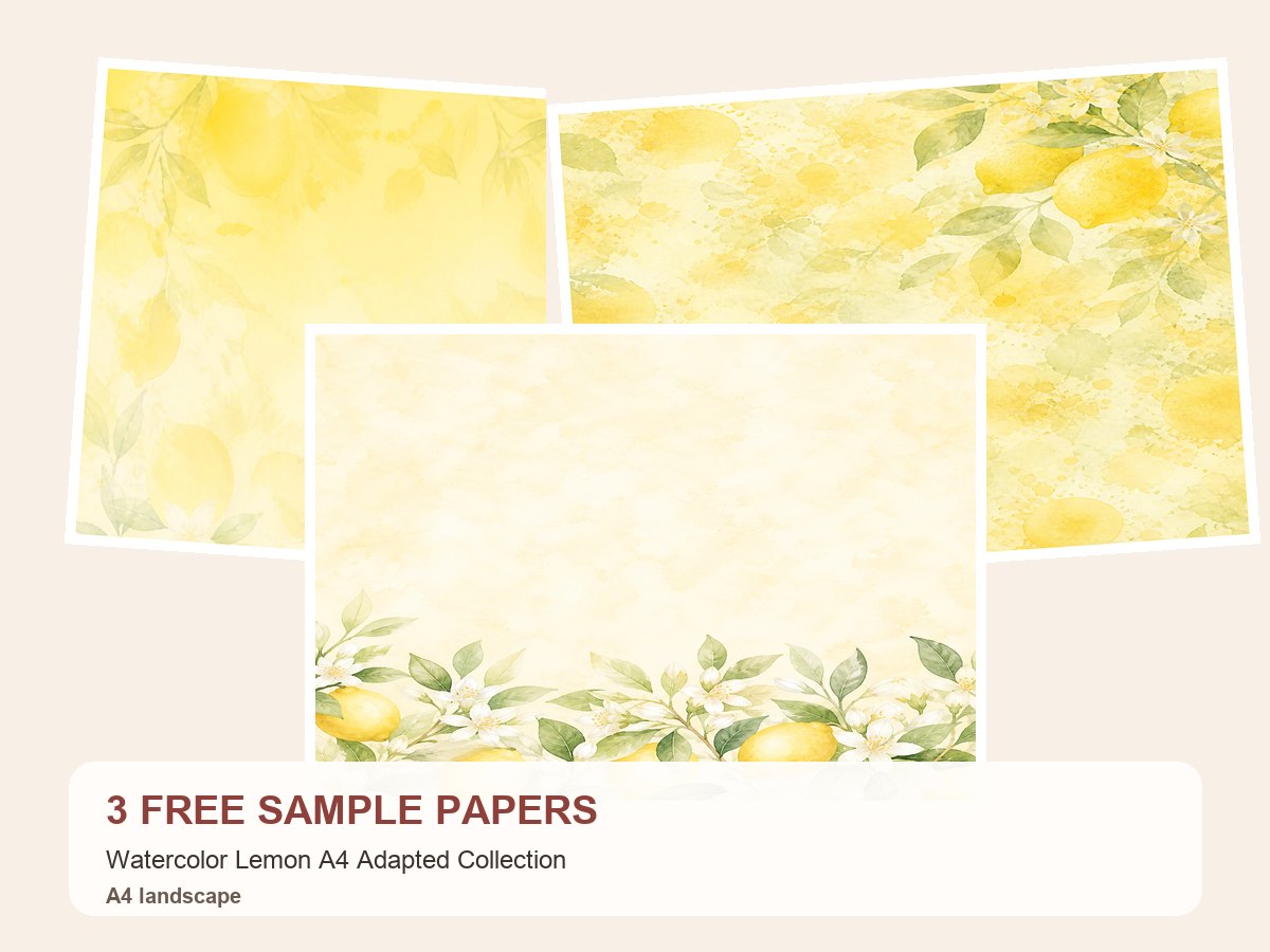 Free Watercolor Lemon A4 Adapted Collection – 3 A4 Paper Samples