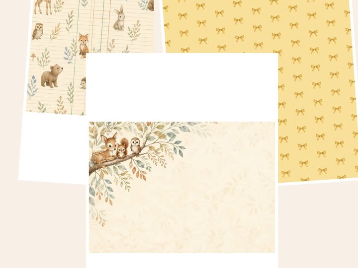 Free Woodland Baby Animals A4 Adapted Collection – 3 Printable Scrapbook Paper Samples