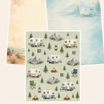 Free Vintage Camper Road Trip Digital – 3 US Letter Paper Samples preview