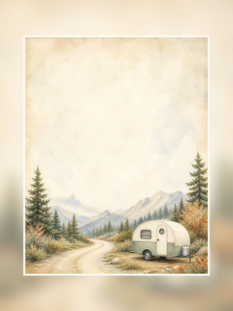 Vintage Camper Road Trip Digital poster portrait