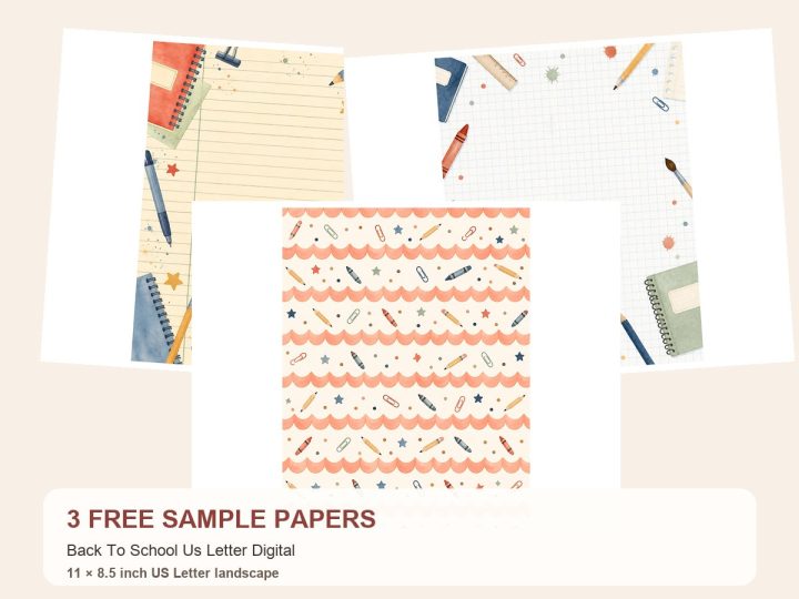 Free Back To School Us Letter Digital – 3 Printable Scrapbook Paper Samples