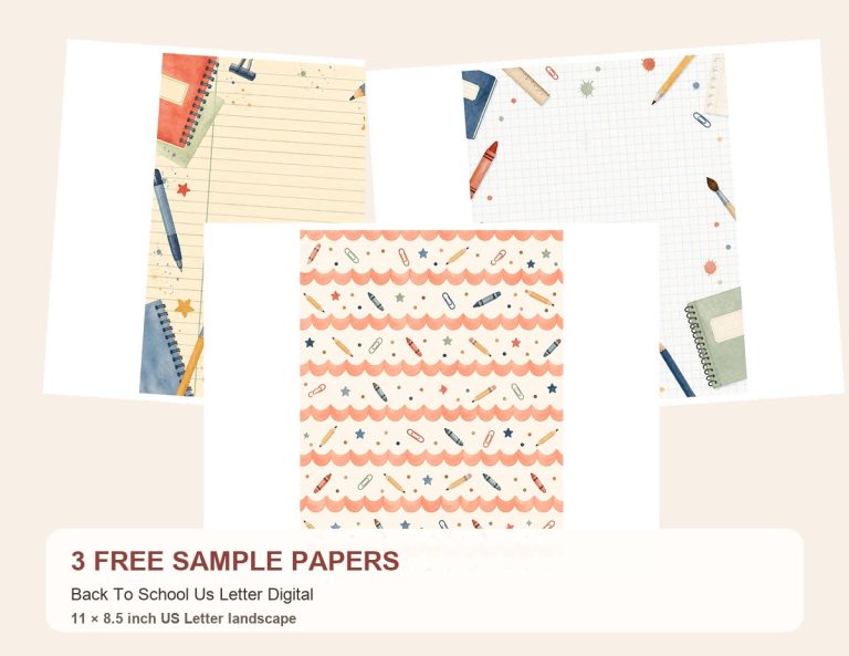 Free Back To School Us Letter Digital – 3 Printable Scrapbook Paper Samples preview