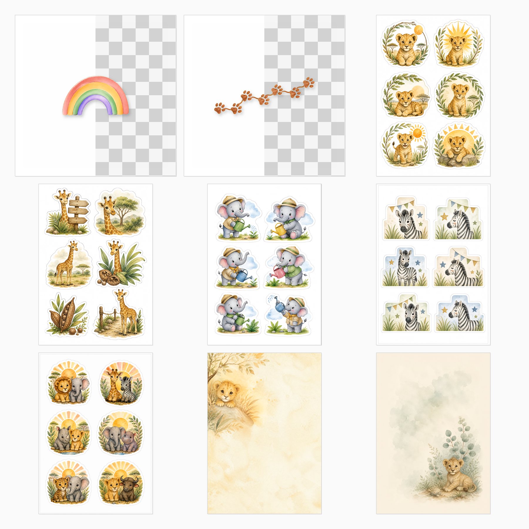 Baby Lion Safari A4 Digital Scrapbook Bundle preview 4