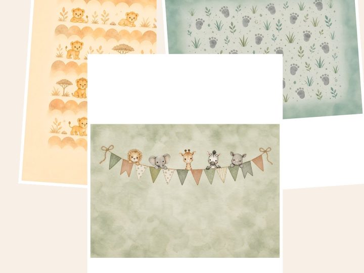 Free Baby Lion Safari A4 Digital Scrapbook Bundle – 3 A4 Paper Samples