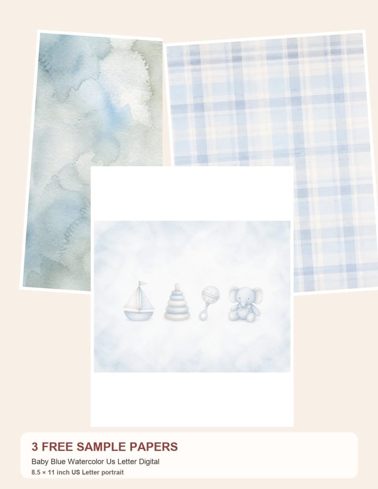 Free Baby Blue Watercolor Us Letter Digital – 3 US Letter Paper Samples preview
