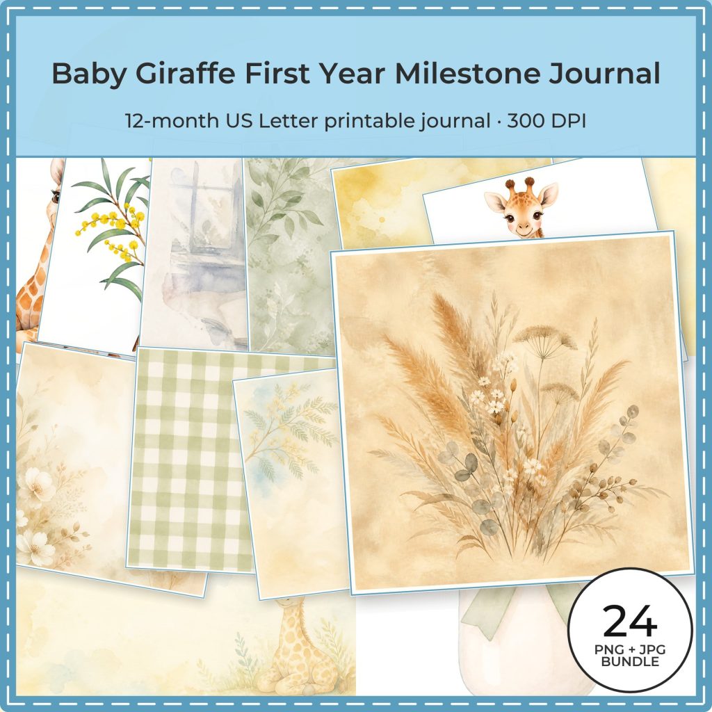 Baby Giraffe First Year Milestone Journal