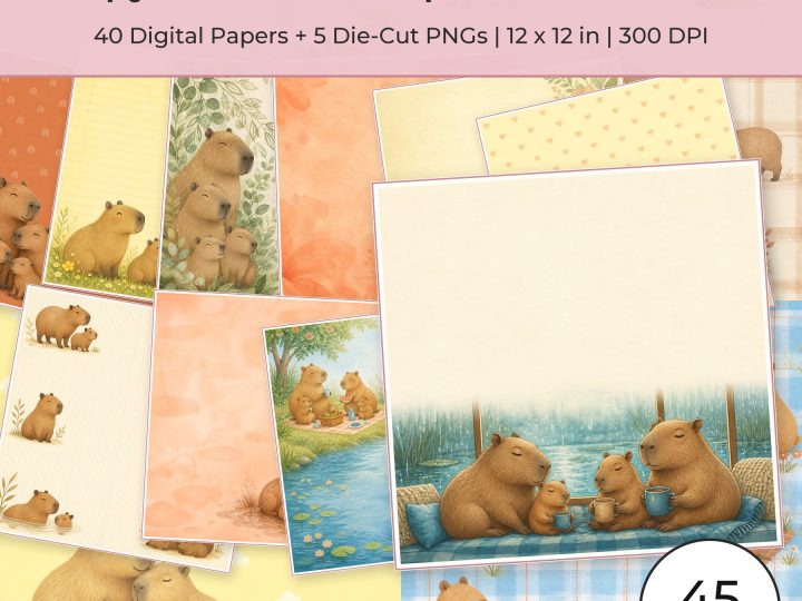 Capybara Kids Scrapbook Paper Collection