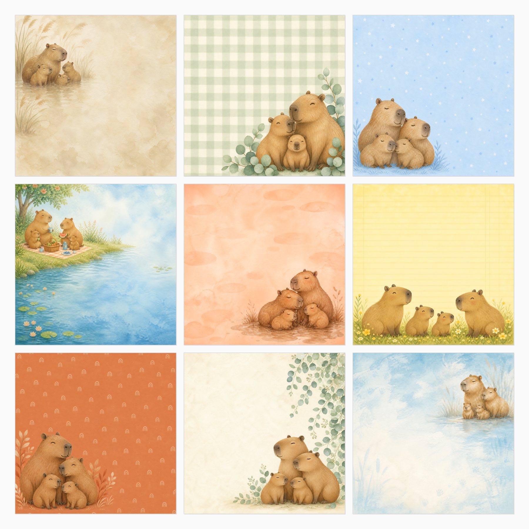 Capybara Kids Scrapbook Paper Collection preview 2