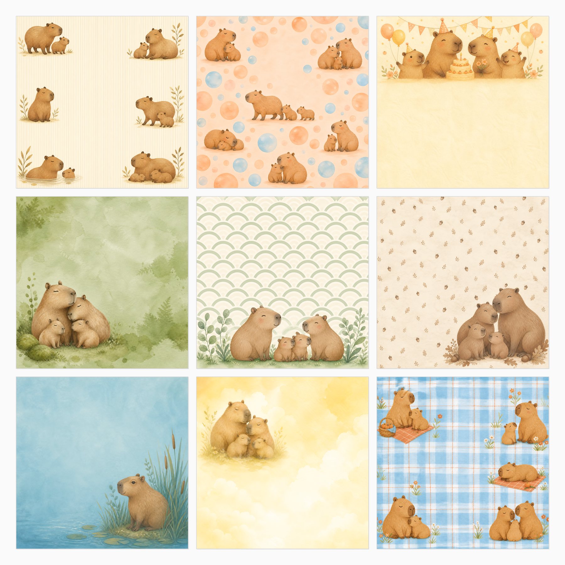 Capybara Kids Scrapbook Paper Collection preview 3