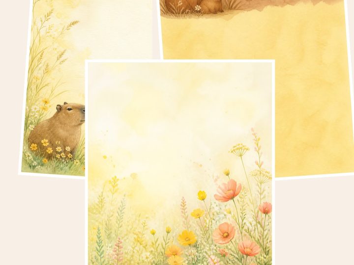 Free Capybara Kids Storybook Scrapbook Collection — US Letter – 3 Printable Scrapbook Paper Samples
